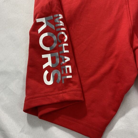 Michael Kors Y2K Sweat Shorts Men M Red Logo Fleece Elastic Waist Athletic NWT - Picture 3 of 4